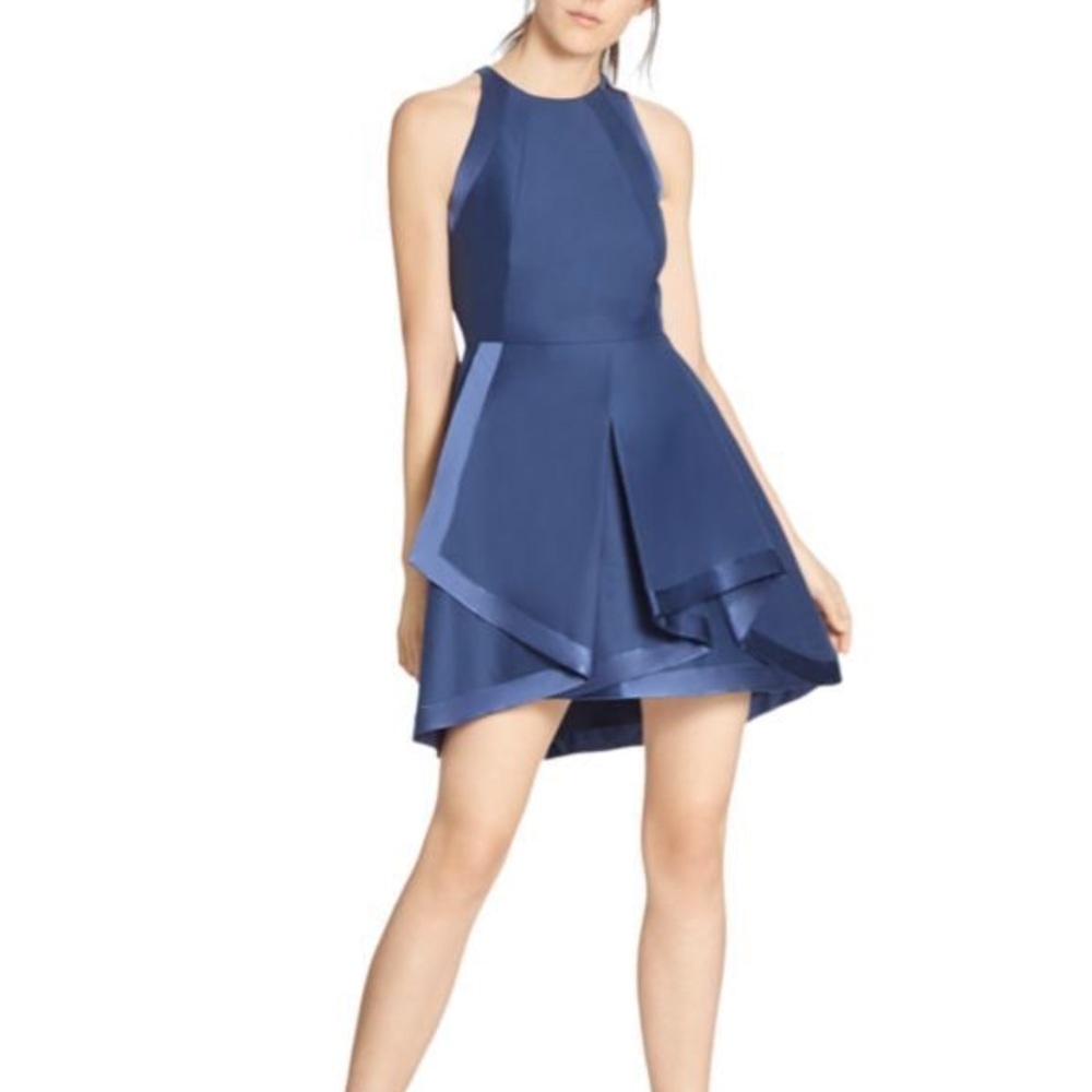 Halston Heritage Blue Fit and Flare Dress